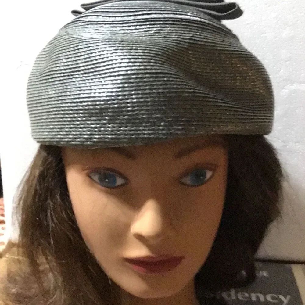 Sexy vintage bow topped silver ladies hat